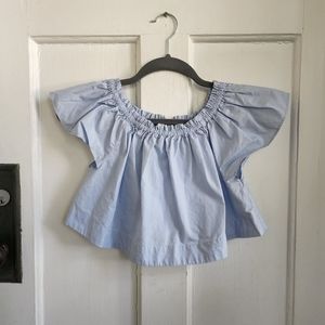 WILFRED Cropped Blue Off the Shoulder Top, Sz XS